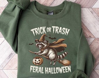 Trick Or Trash Raccoon Shirt, Raccoon Halloween T-Shirt, Trash Raccoon Trick Or Treat Tee, Gag Meme Halloween Shirt, Raccoon Meme Shirt