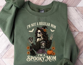 Spooky Mom Halloween Sweatshirt, I'm Not A Regular Mom T-Shirt, Retro Goth Mama Shirt, Alt Mom Gift, Spooky Season Tees, Vintage Witch Tee
