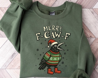 Christmas F Caw F Christmas Shirt Funny Chicken Christmas Shirt, Merry F-Caw-F Tee, Offensive Holiday Gift, Sarcastic Xmas Graphic Top