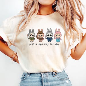 Spooky Labubu Halloween Shirt, Kawaii Monsters Halloween Tshirt, Kids Halloween Shirt, Trendy Cartoon Dolls Halloween Tee, Spooky Season Tee