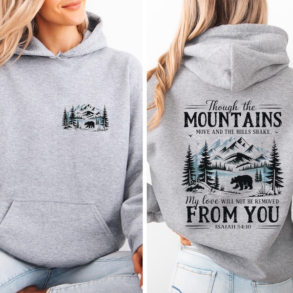 Sweat à capuche While The Mountains Move : un pull chrétien inspirant