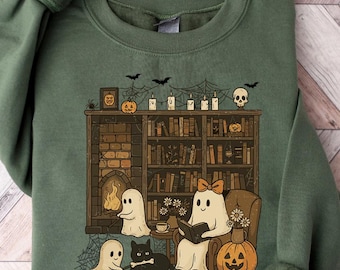 Ghost Book Reader Sweatshirt, Reading Tee Book lover gift Reading enthusiast book shirt ghost reader tee literature lover, Boo Sweatshirt