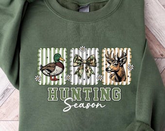 Hunting Season Sweatshirt, Hunting Coquette Sweatshirt, Coquette Hunting, Duck Hunting Deer, Camo Hunting Bow Sweatshirt, Hunting Lover Gift