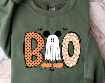 Disney Cute Mickey Boo Sweatshirt, Disney Halloween Hoodie, Family Halloween Sweater, Matching Family Halloween Crewneck, Disney Pumpkin