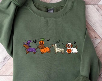 Halloween Dachshund Sweatshirt, Dachshund Sweatshirt, Dachshund Mom Gift Shirt, Halloween Dog Shirt, Cute Dachshund Shirt, Spooky Dogs Shirt