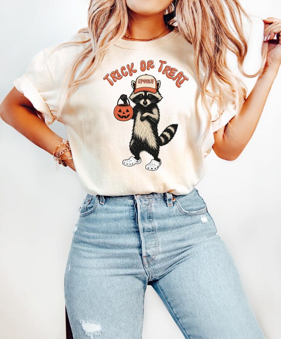 Trick Or Treat Raccoon Shirt, Raccoon Halloween T-Shirt, Trash Raccoon Trick Or Treat Tee, Gag Meme Halloween Shirt, Raccoon Meme T-Shirt