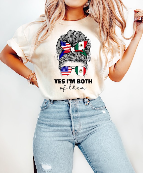 Yes I'm Both Of Them Shirt, USA Mexico Flag Shirt For American Mexican Men Women, Funny Patriotic Tee, Proud American Mexican Shirt