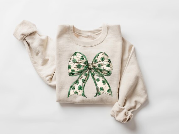 Retro Coquette St Patrick's Day Sweatshirt, Coquette St Patty's Day Shirt, Lucky Shamrock Shirt,St Patricks Coquette Shirt,Lucky Charm Shirt