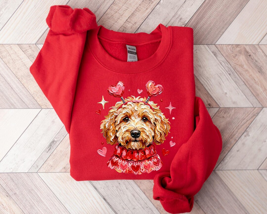 Valentine Cute Puppy Sweatshirt, Cavapoo Lover Valentine Shirt, Happy ...
