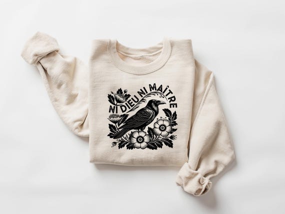 Crow Anti Authoritarian Shirt Leftist French Anarchist Sweatshirt No God No Masters Bird Ni Dieu Ni Maître Anti Trump VNeck Tee Shirt