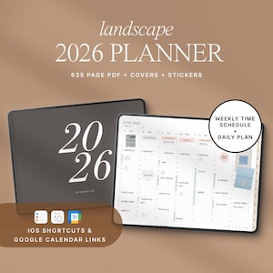 2026 Digital Planner for GoodNotes, iPad & Tablet | Dated | Landscape | ADHD Planners | Minimalist Effortless Planner