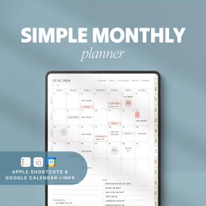 2026 Simple Monthly Planner | Minimalist Digital Calendar for GoodNotes, iPad | Portrait (Fully Hyperlinked PDF)