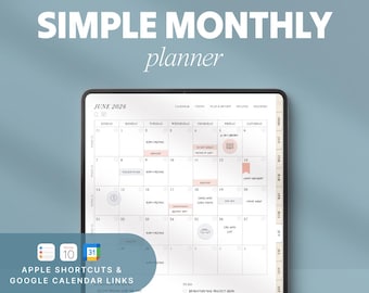 2026 Simple Monthly Planner | Minimalist Digital Calendar for GoodNotes, iPad | Portrait (Fully Hyperlinked PDF)