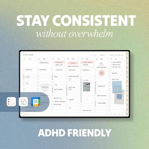 2026 ADHD Planner | All-in-one Digital Planner for GoodNotes, iPad | Weekly Time-Block, Landscape-Slim (Fully-Hyperlinked PDF)