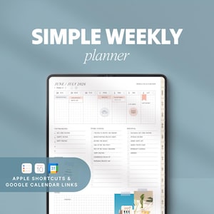 2026 Einfacher Wochenplaner | Minimalistischer Digitaler Kalender für GoodNotes, iPad | Porträt (PDF mit Hyperlink)