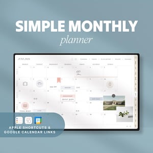 2026 Simple Monthly Planner | Minimalist Digital Calendar for GoodNotes, iPad | Landscape (Fully Hyperlinked PDF)