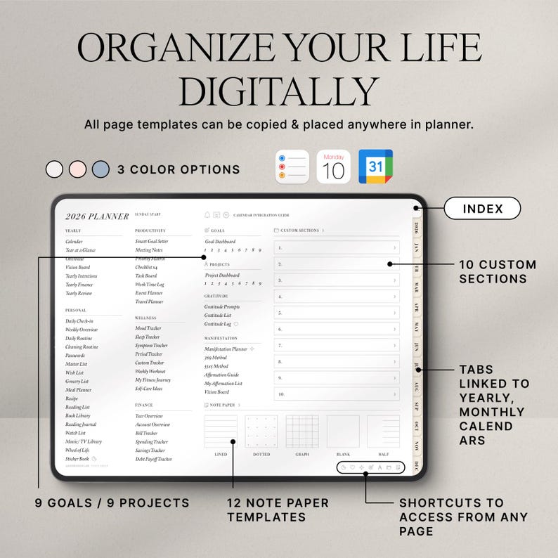 2026 Digital Planner | All-in-one Planner for Goodnotes, iPad | Weekly ...