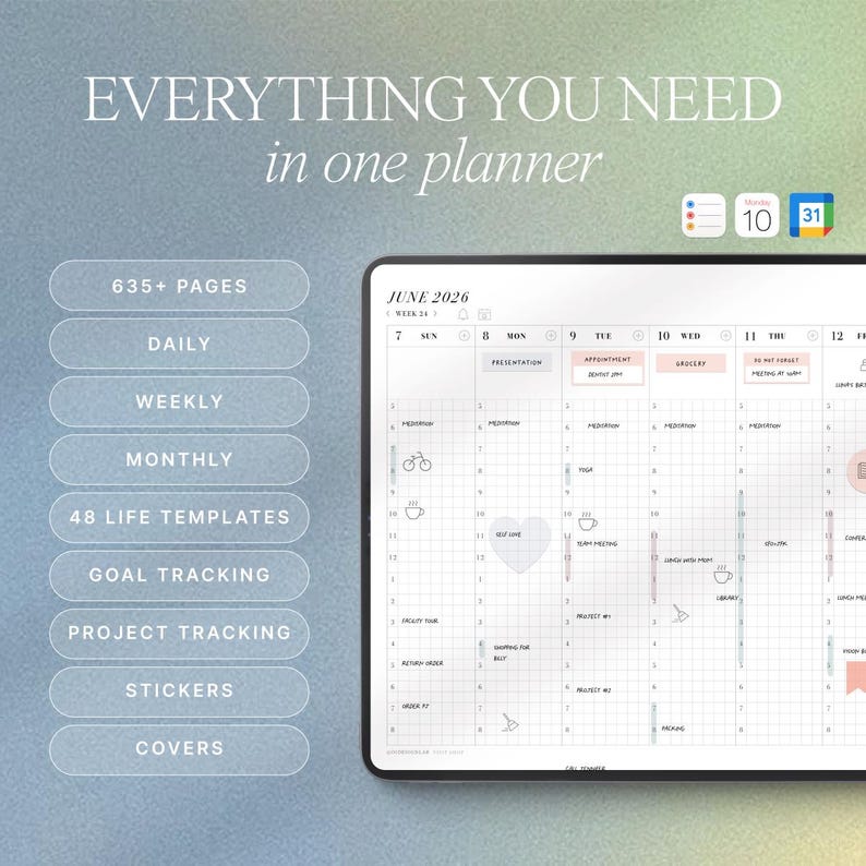 2026 ADHD Digital Planner for Goodnotes iPad | Daily, Weekly, Monthly ...