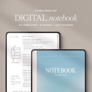 Portrait Digital Notebook Goodnotes Undated Minimalist Planner iPad College Student Lecture Note Paper Grid Dot Cornell Bujo Note Template