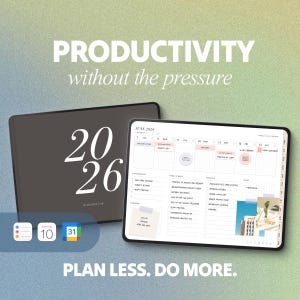 2026 Digital Planner | All-in-one Planner for GoodNotes, iPad | Weekly Productivity, Landscape (Fully Hyperlinked PDF)