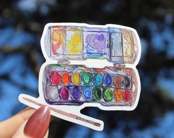Hand Drawn Watercolor Palette Vinyl Sticker | Sketchbook Decal