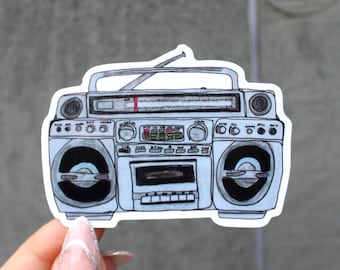 Hand Drawn Boombox Vinyl Sticker | Retro Gift for Music Lovers