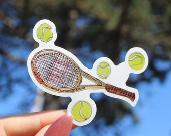 Handgezeichnet Tennisschläger Vinyl Sticker