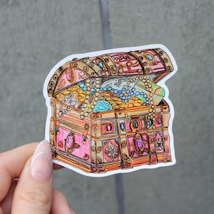 Hand Drawn Treasure Chest Vinyl Sticker | Nautical Decal