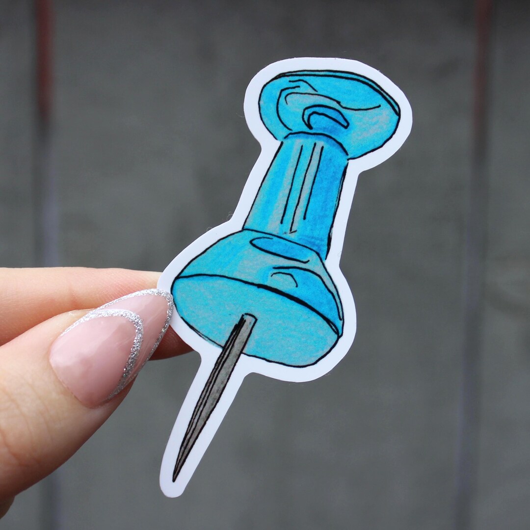 Hand Drawn Push Pin Vinyl Sticker | Minimalist Office Decal - Etsy