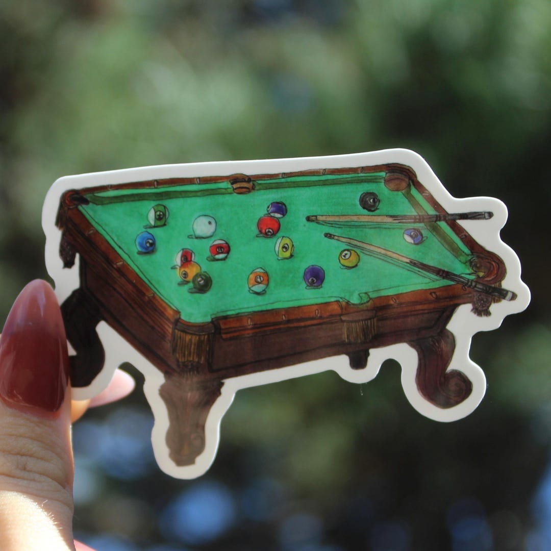 Hand Drawn Billiards Vinyl Sticker | Pool Table - Etsy