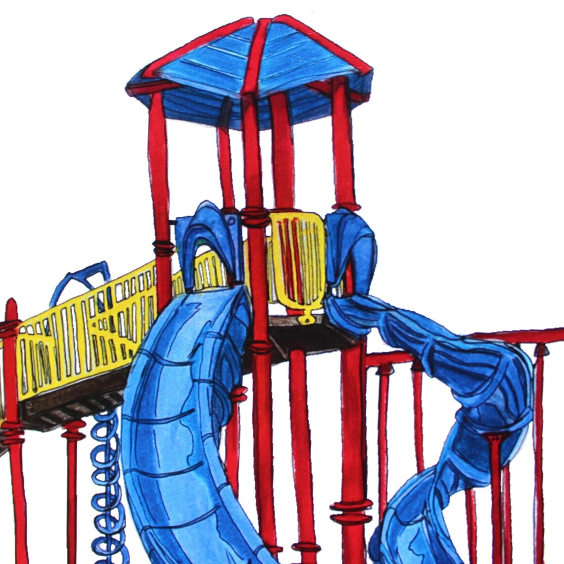 Hand Drawn Playground Print | Primary Color Wall Art - Etsy