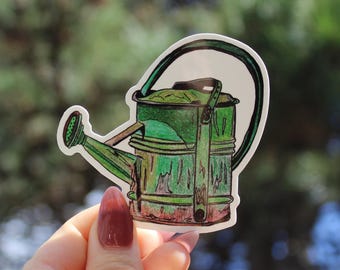 Adesivo in vinile con annaffiatoio disegnato a mano / Adesivo da giardinaggio