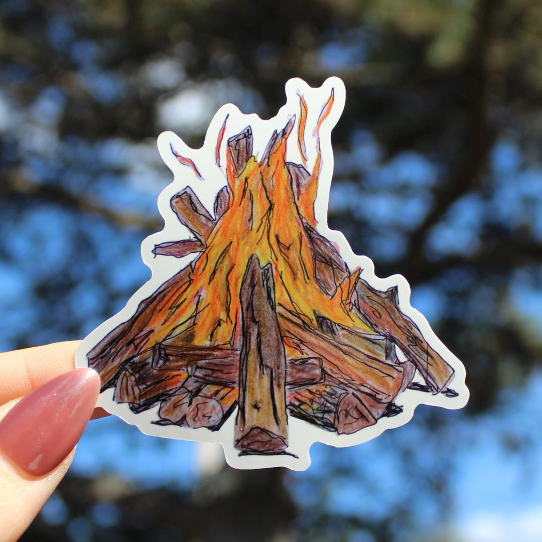 Hand Drawn Campfire Vinyl Sticker | Camping Decal - Etsy Canada