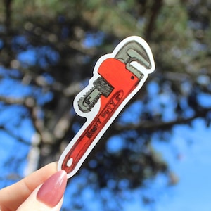 Handritad skiftnyckel vinylklistermärke | Verktygslåda dekal