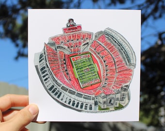 Handgetekende Ohio State Stadium kunst aan de muur | Big Ten College Football