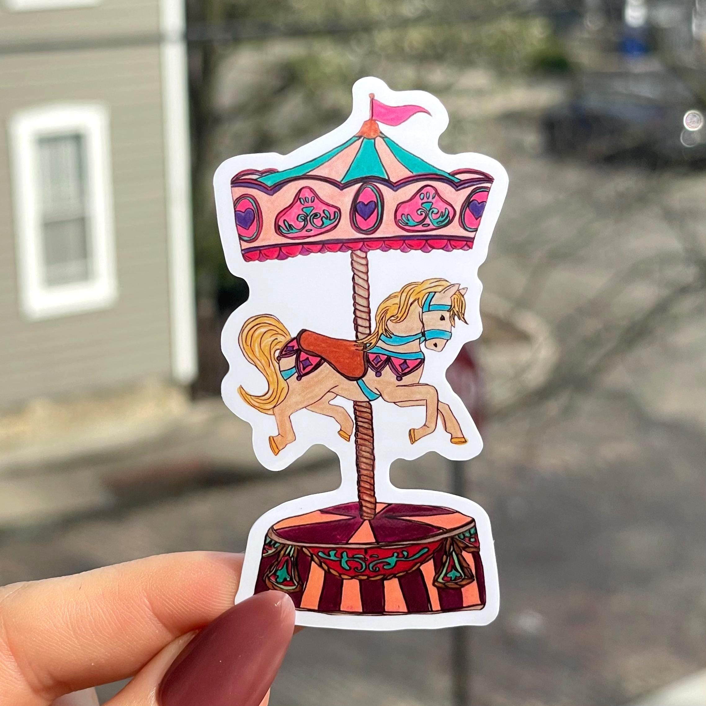 Hand Drawn Carousel Horse Vinyl Sticker | Circus Decal - Etsy