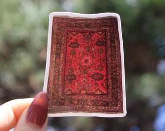 Hand Drawn Persian Rug Vinyl Sticker | Boho Laptop Decal