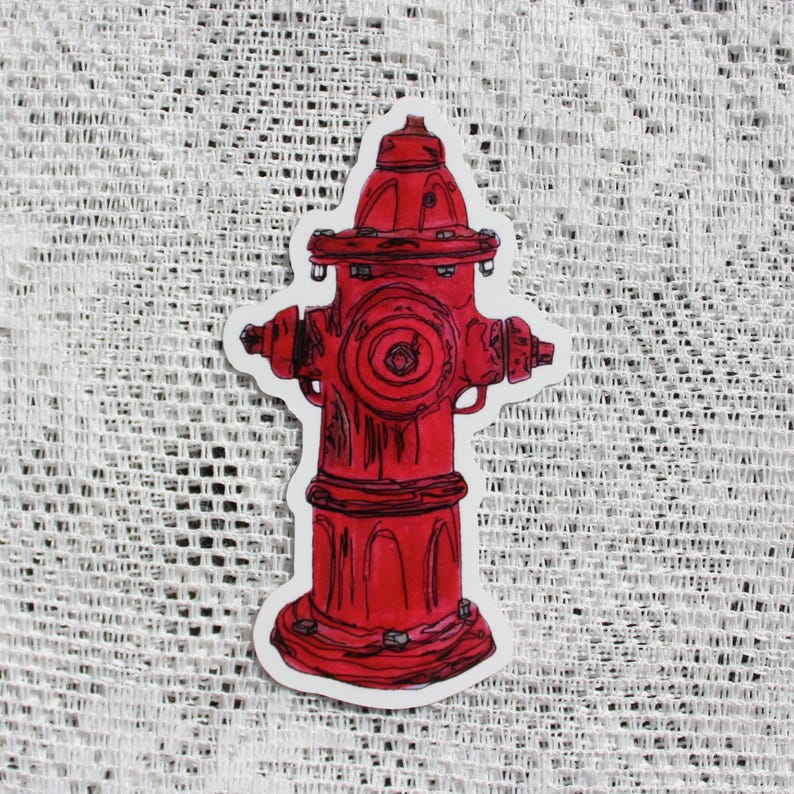 Hydrant Sticker Hand Drawn Fire Hydrant Vinyl Sticker | Gift for Firefighter - Etsy
