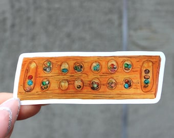 Pegatina de vinilo de Mancala dibujada a mano / Regalo para amantes de los juegos de mesa