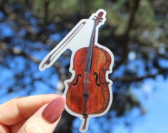 Handgezeichnetes Cello / Double Bass Vinyl Aufkleber | Orchester Aufkleber