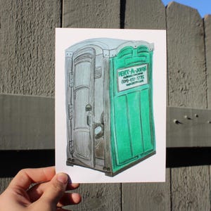 Hand Drawn Porta Potty Wall Art | Funny Bathroom Decor
