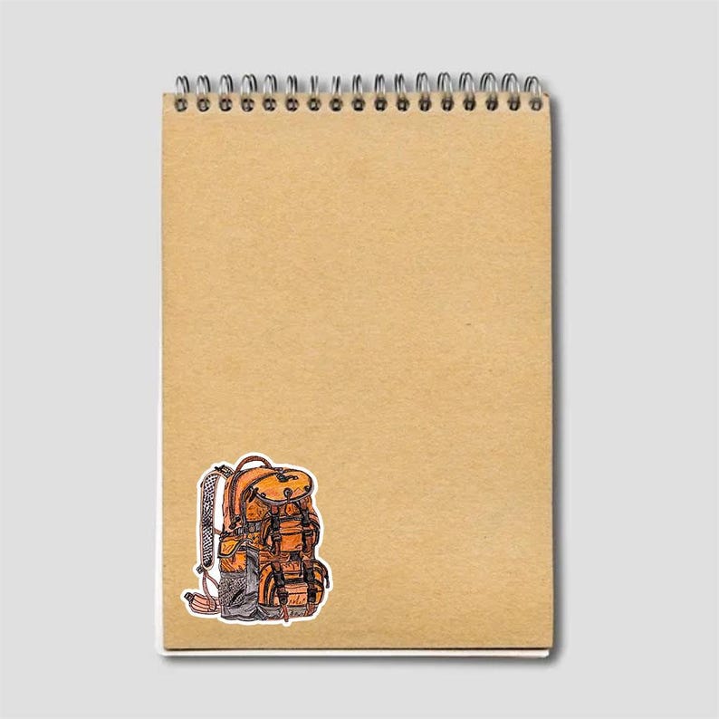 Hand Drawn Backpack Vinyl Sticker | Camping Decal - Etsy