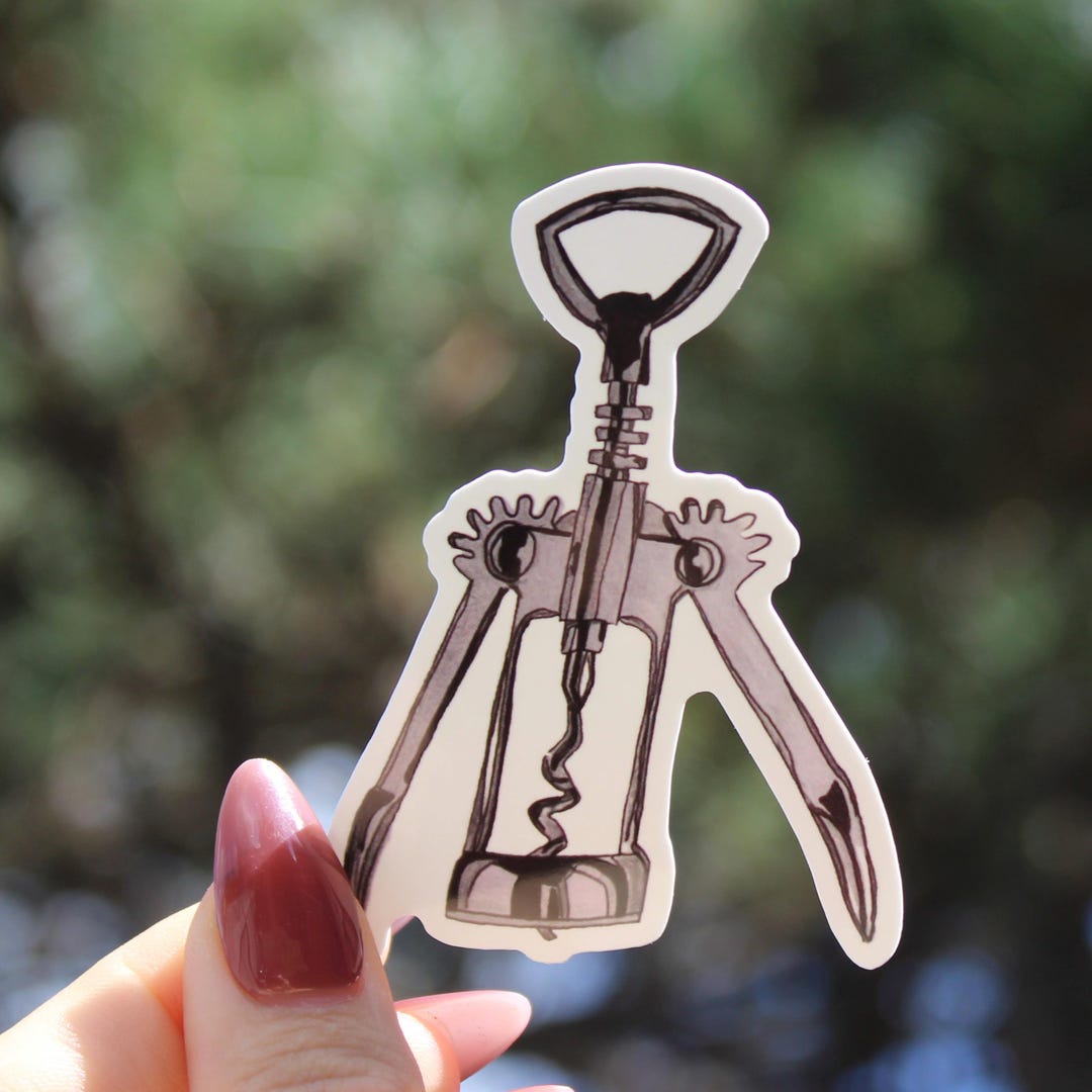 Hand Drawn Corkscrew Sticker | Gift for Wine Lover - Etsy