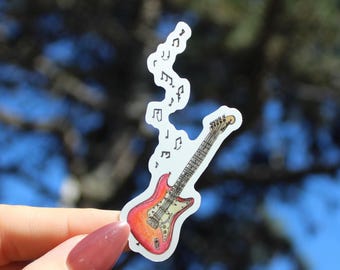 Hand Drawn Electric Guitar Vinyl Sticker | Gift for Music Lovers