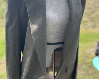 Vintage Embassy Square heren 100% wol grijze 2-delige blazer broek maat 44R
