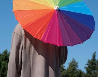 NIB Rainbow Parasol  32" Vintage Japanese Chinese Style Sun Parasol PRIDE