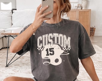 Custom Baseball Mama Shirt, Personalized Team Mom Tee, Retro Sports Mom Shirt, Name & Number Shirt, Comfort Colors Game Day Shirt