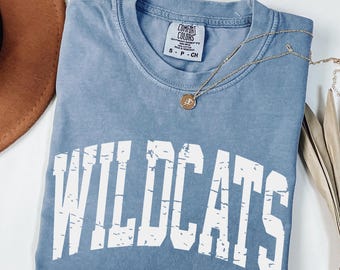 Comfort Colors Wildcats Shirt, Vintage Mascot Tee, School Spirit