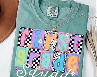 Comfort Colors First Grade Squad T-Shirt, Teacher Gift
