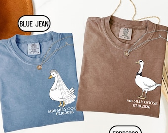 Comfort Colors Silly Goose Newlyweds Shirt, Matching Couple Anniversary Tee